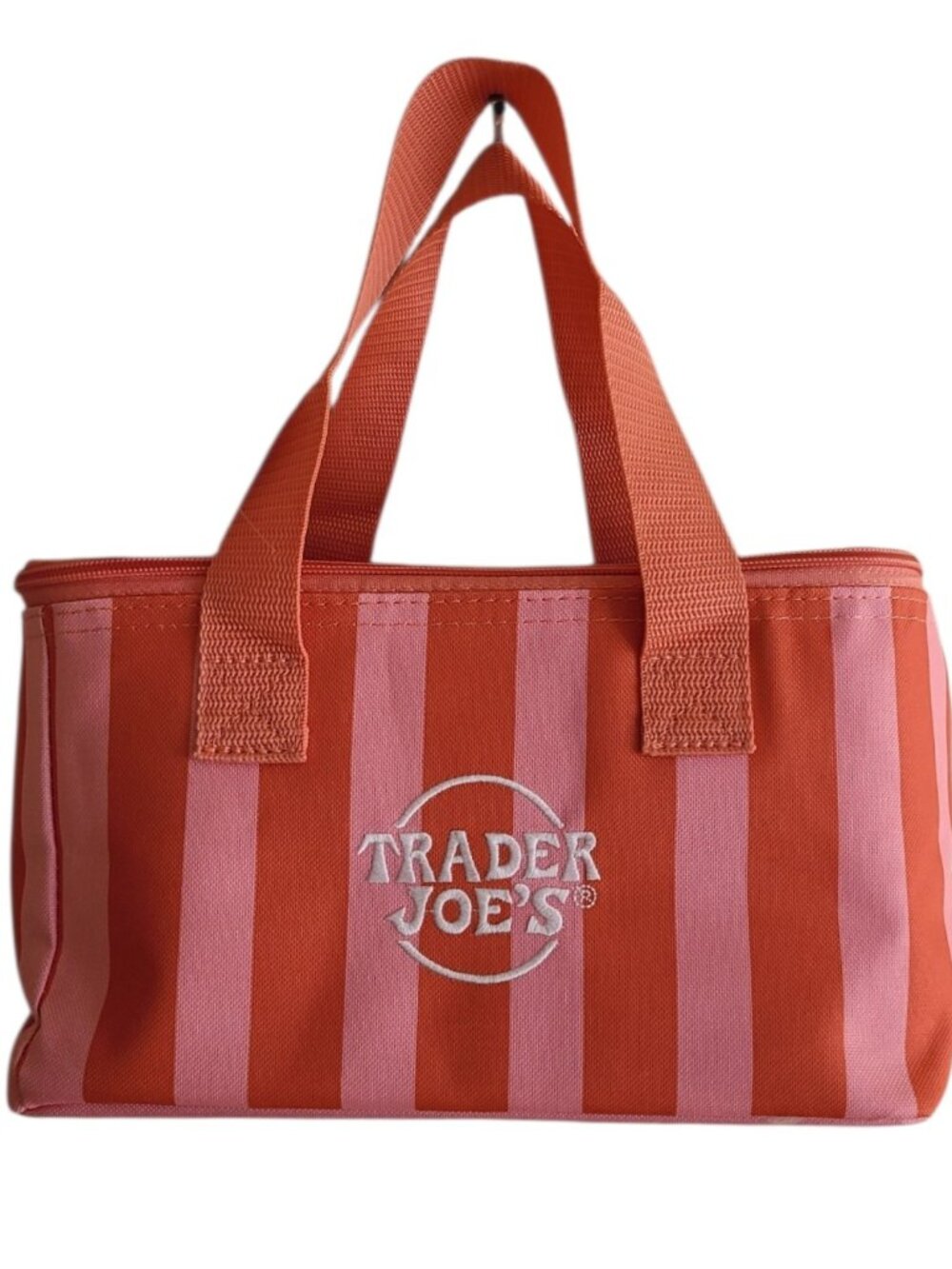 Trader Joe’s Coral Pink Striped Mini Insulated Cooler Bag NWT Summer 2026